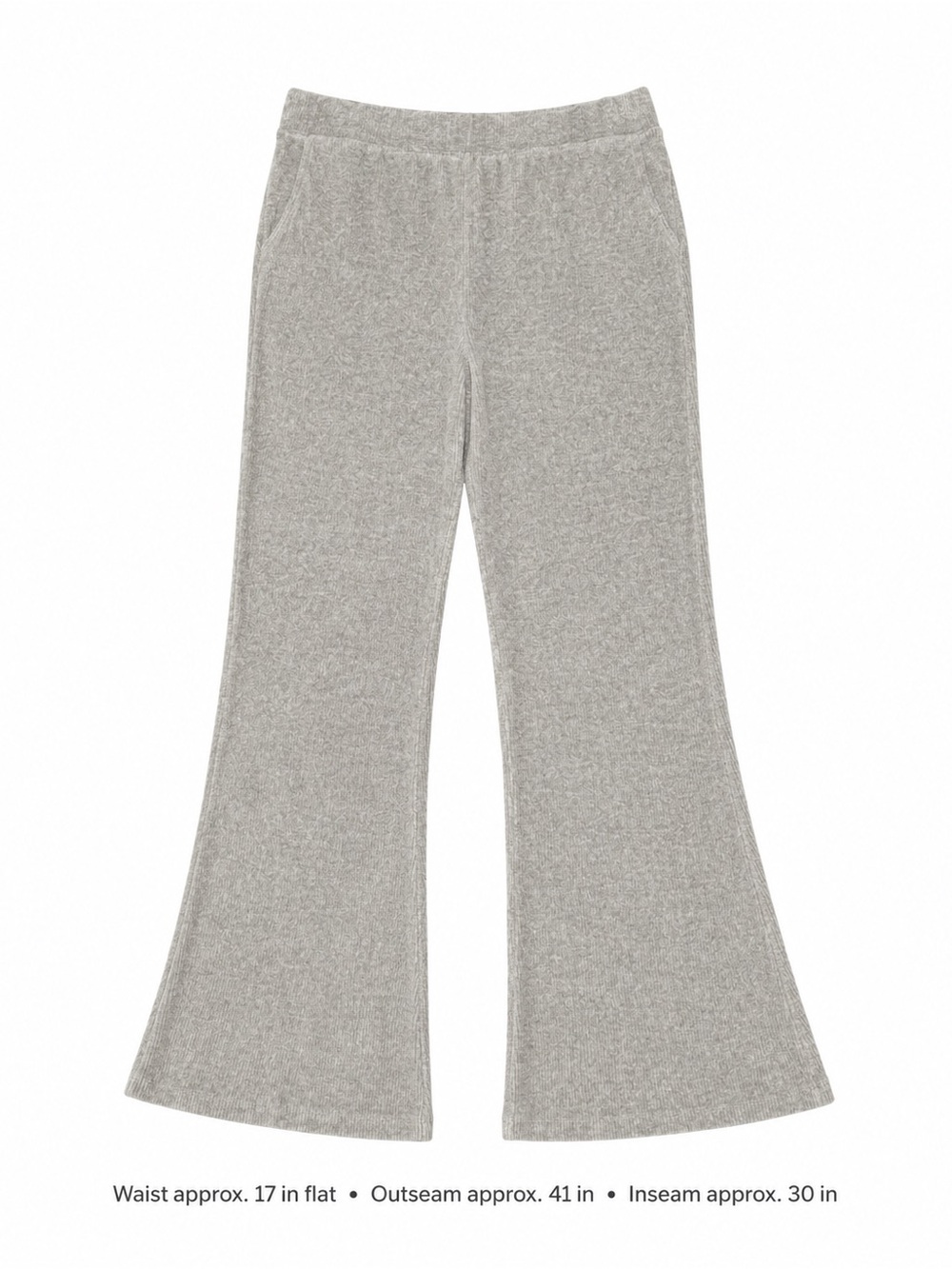 Lands’ End Women’s XL 18 Gray Ribbed Knit Flare Pull-On Pants
